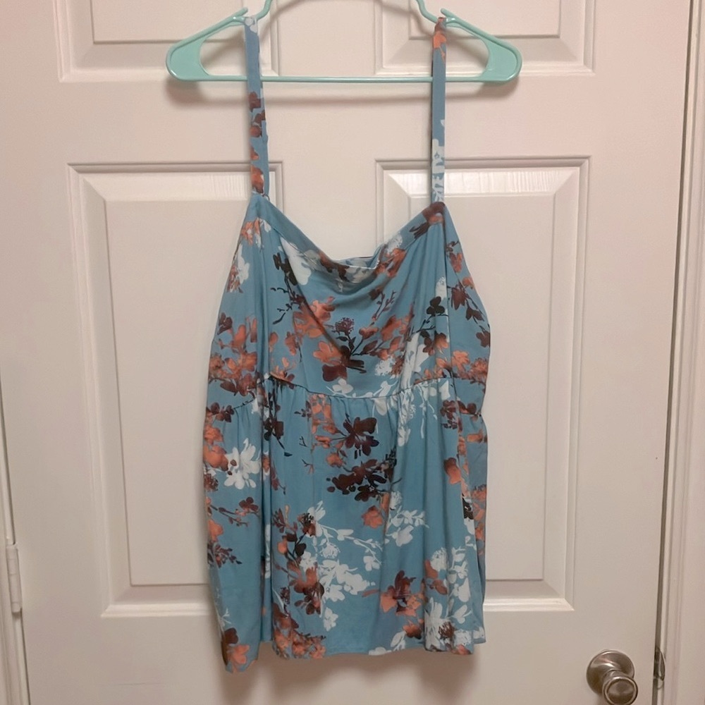Torrid Blue Floral Baby Doll Camisole Top Size 3 - Picture 4 of 8